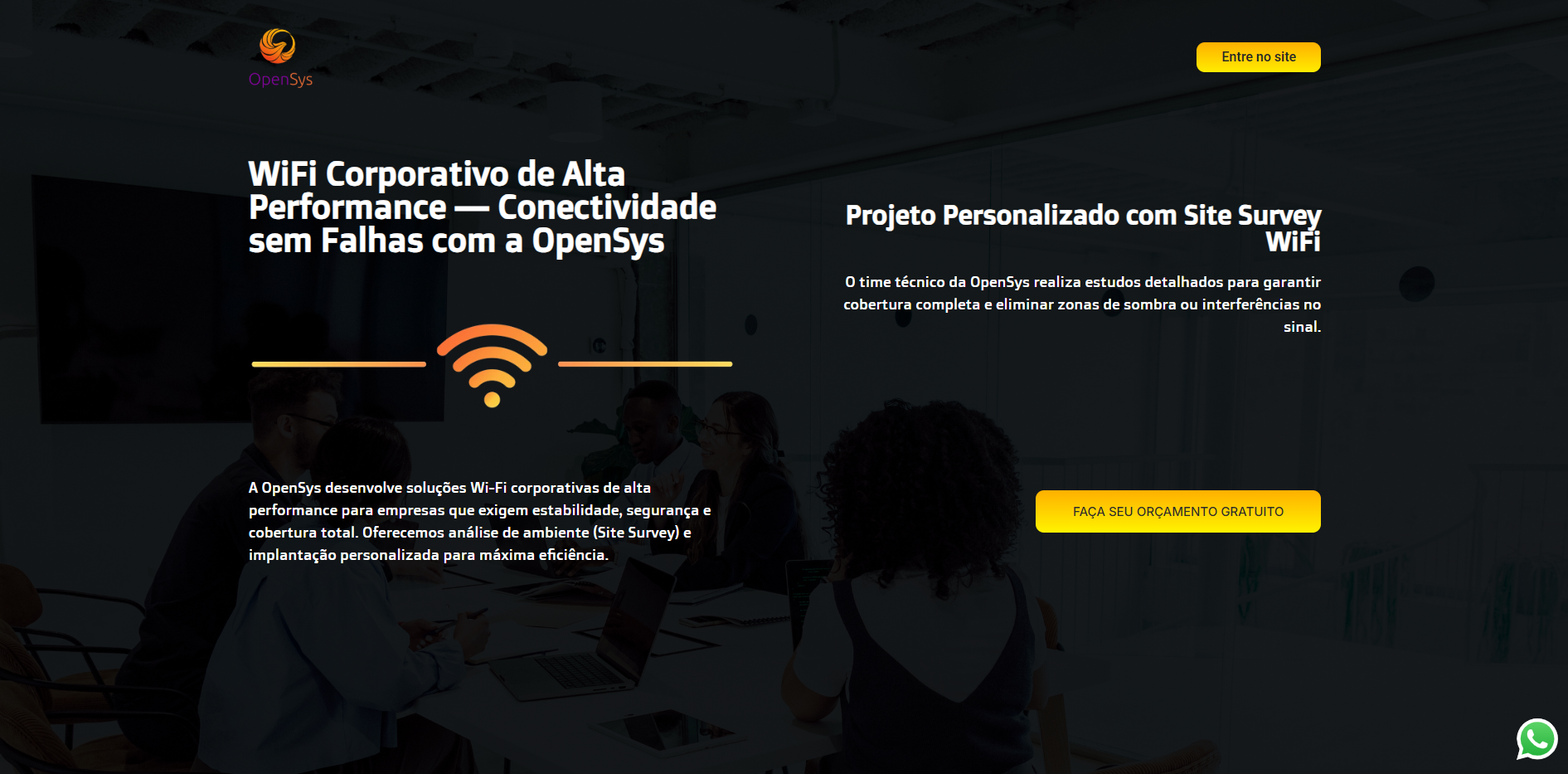 OpenSys WiFi — Landing page para WiFi corporativo desenvolvida pela Finish Web
